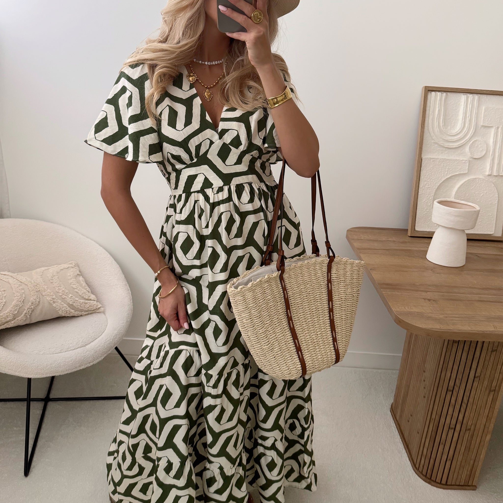Robe longue volanté à imprimé DIANNE