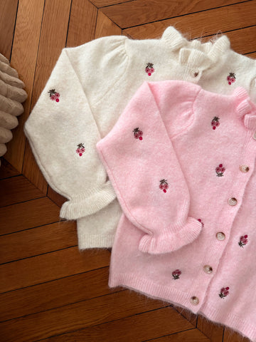 Cardigan fleurs brodées CHOPIN - rose