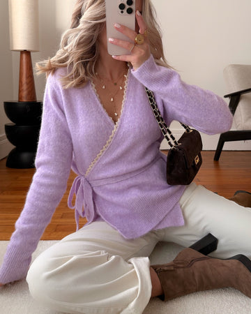 Cardigan cache-cœur ALFY - lilas
