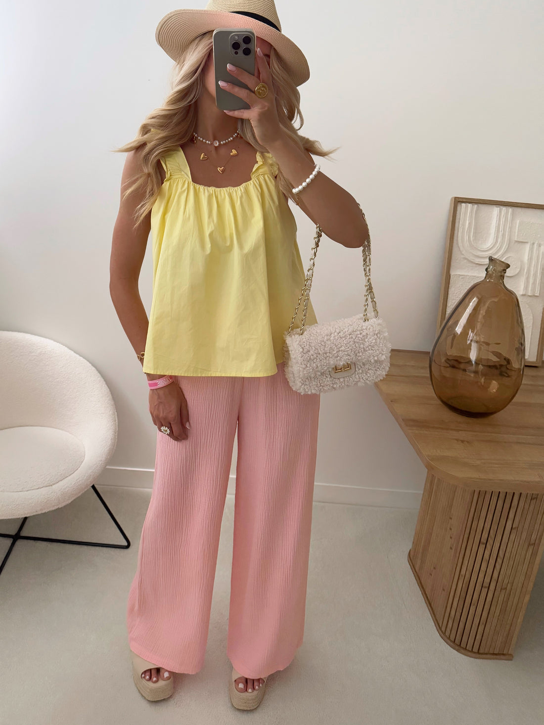 Pantalon en gaze de coton PHITA - rose pâle