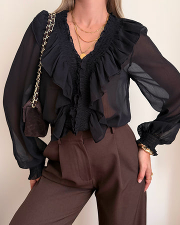 Chemisier en voile à volants MORTITIA