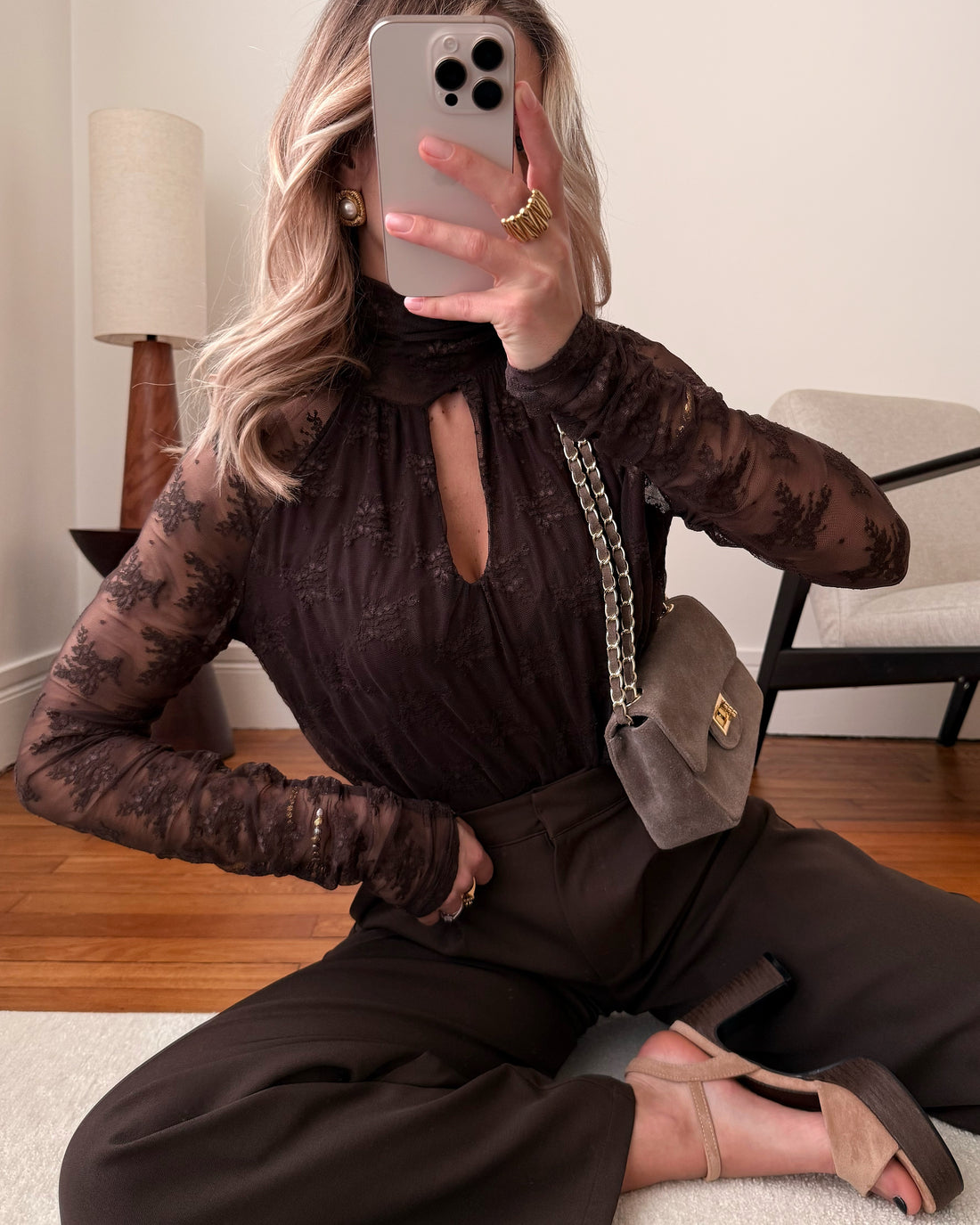 Body en dentelle à col roulé LEVINAS