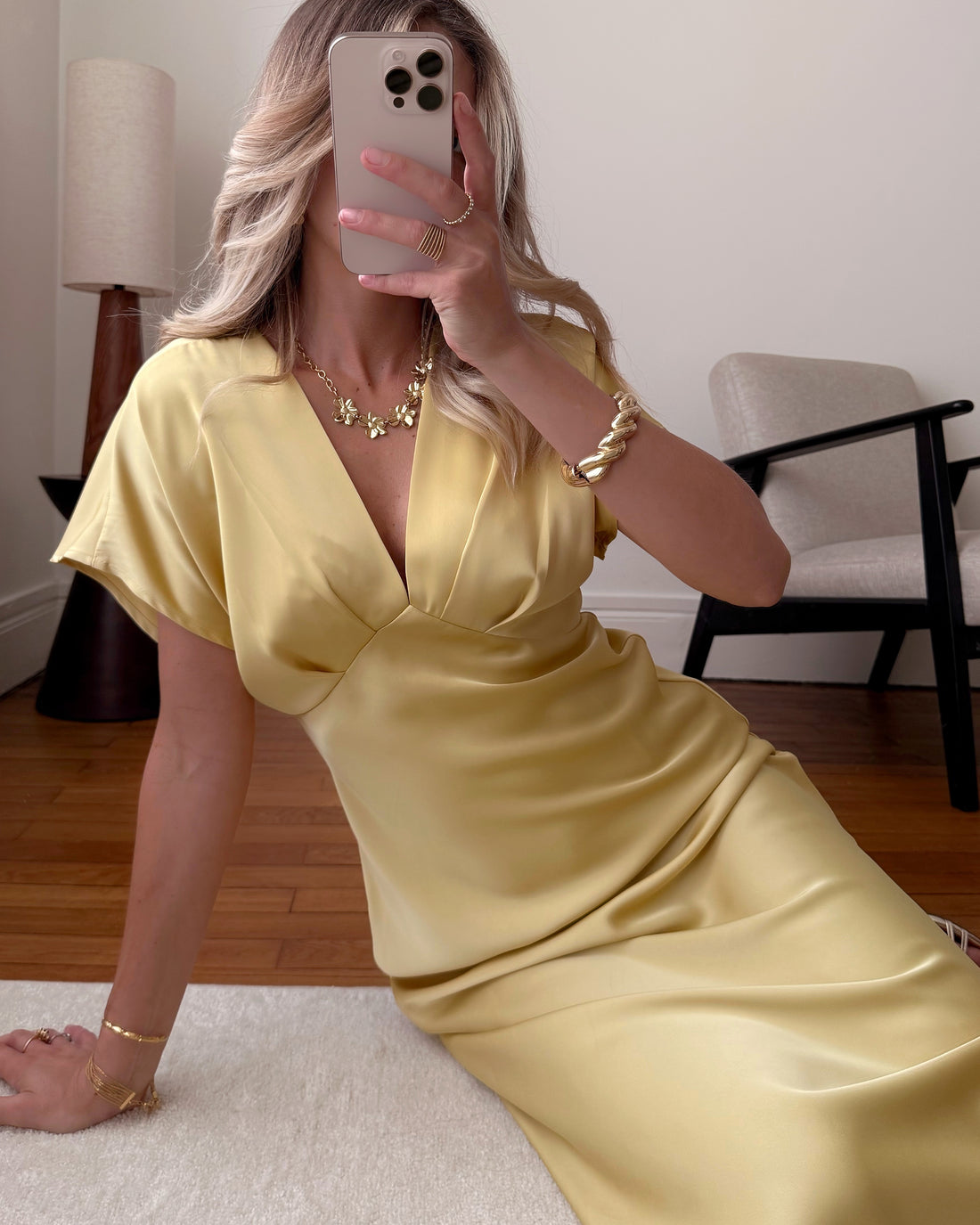 Robe longue satinée GIAN