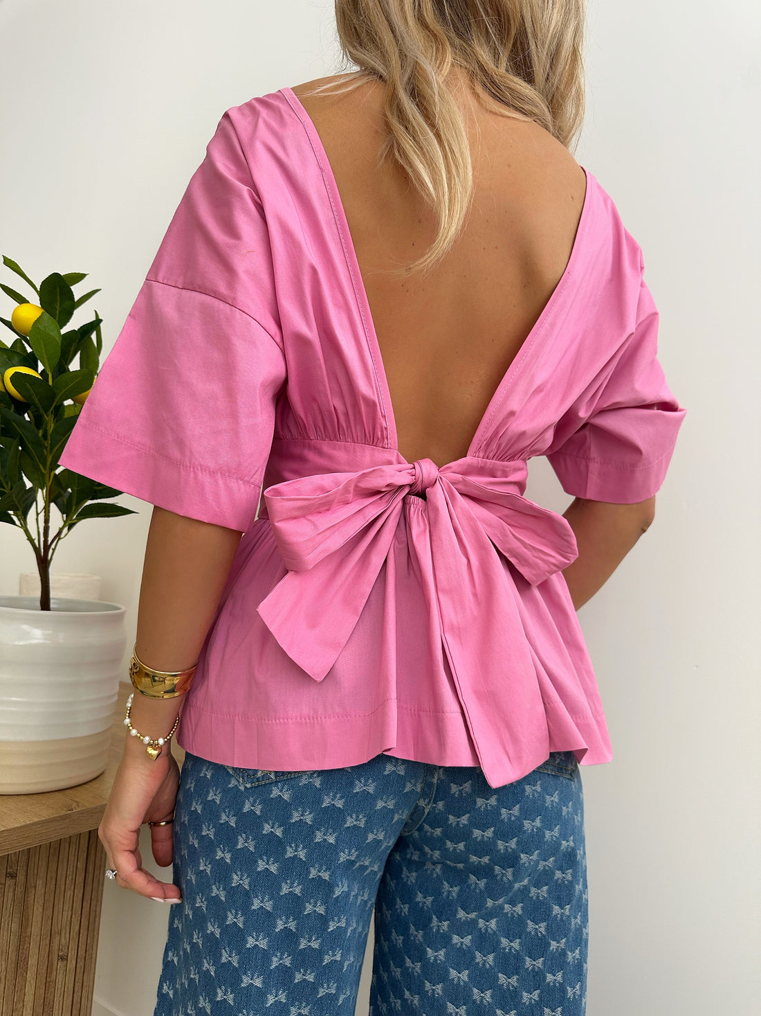 Blouse encolure en V au dos VENDETTI - rose