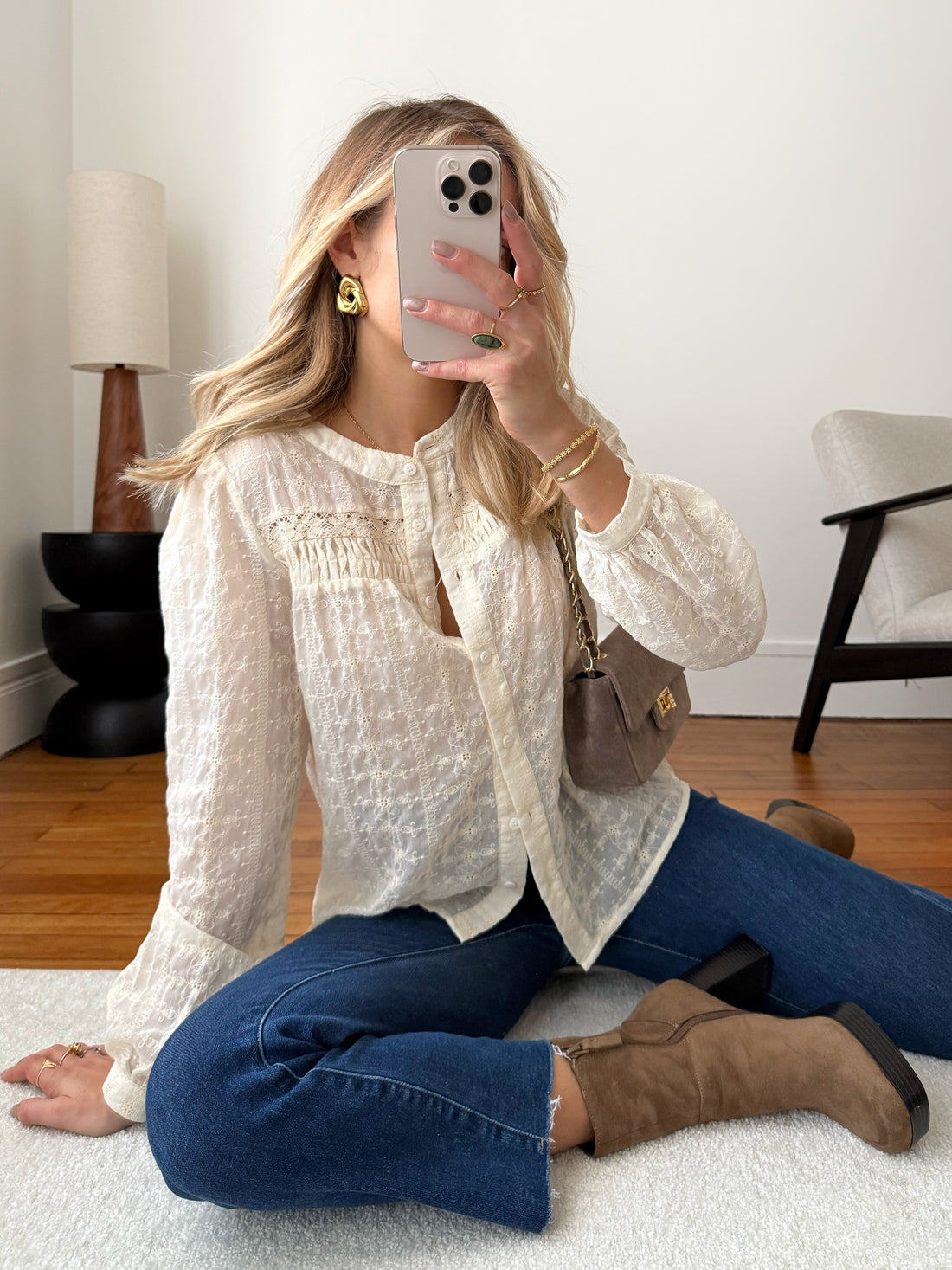 Chemisier à fleurs brodées LUCIENNE