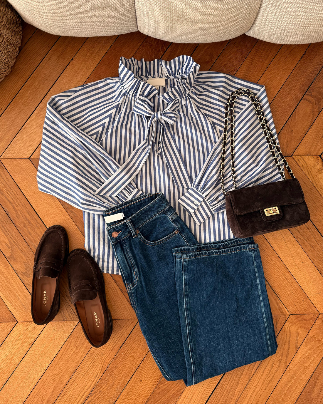 Blouse à rayures et col Lavallière LILYNE