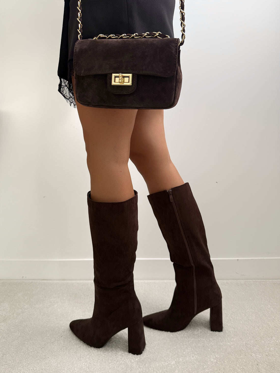 Bottes à talon en suédine ANIKA