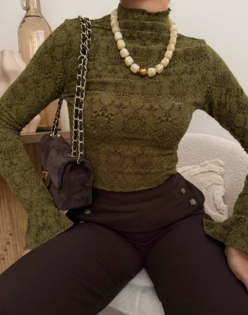Top en dentelle HANSEN - vert olive