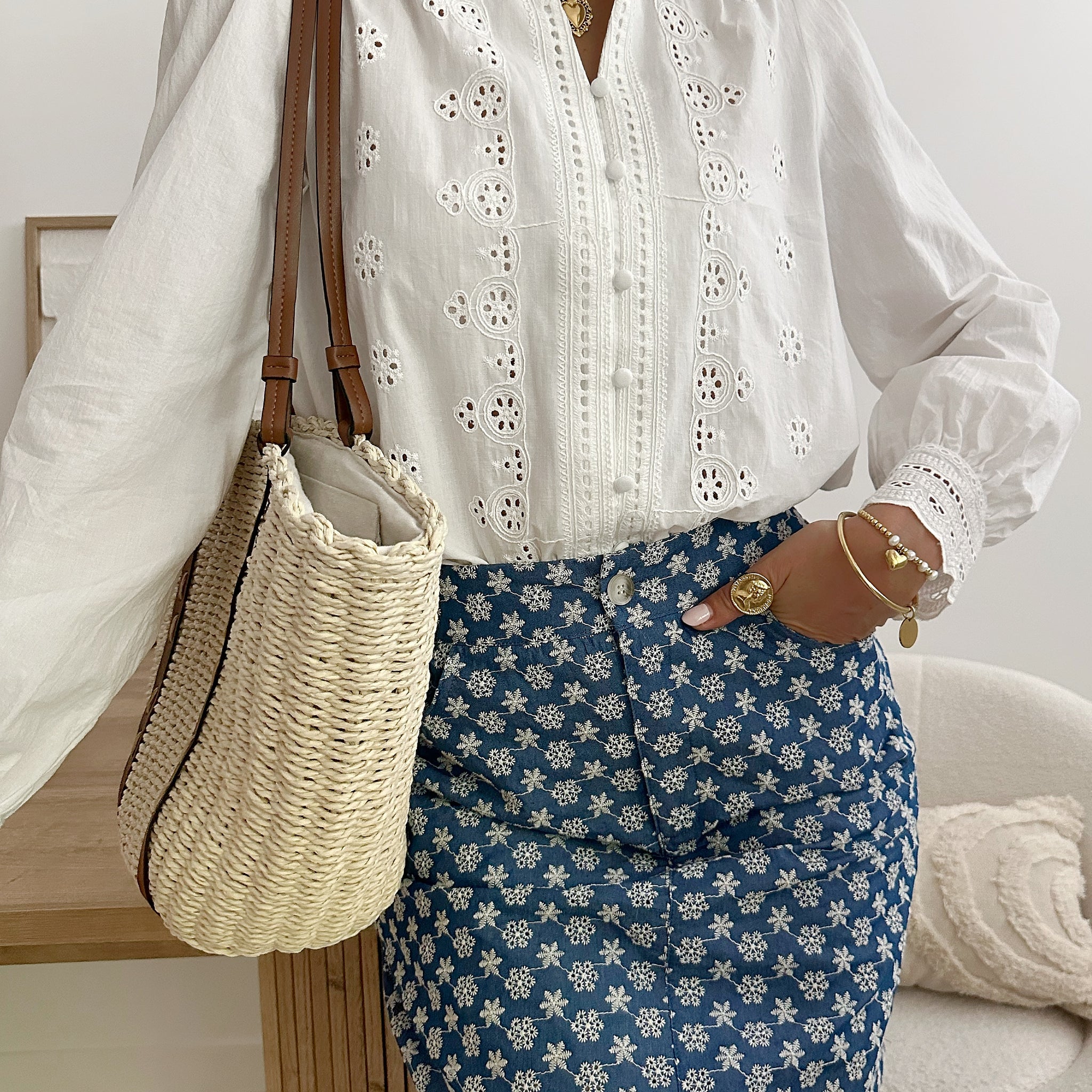 Chemisier en broderie ajourée FENTI