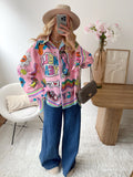 Chemise imprimée manche longue rose TRANI