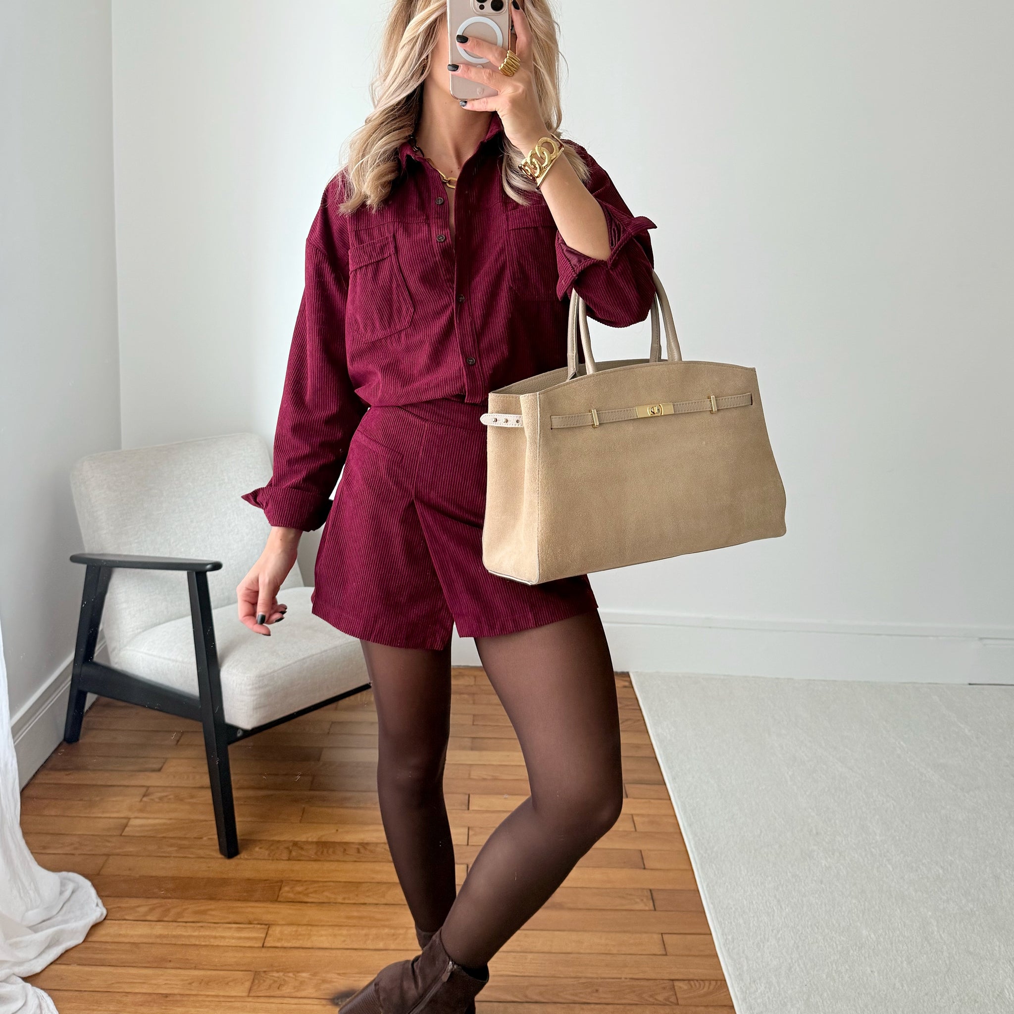 Chemise en velours côtelée EUGÈNE - bordeaux