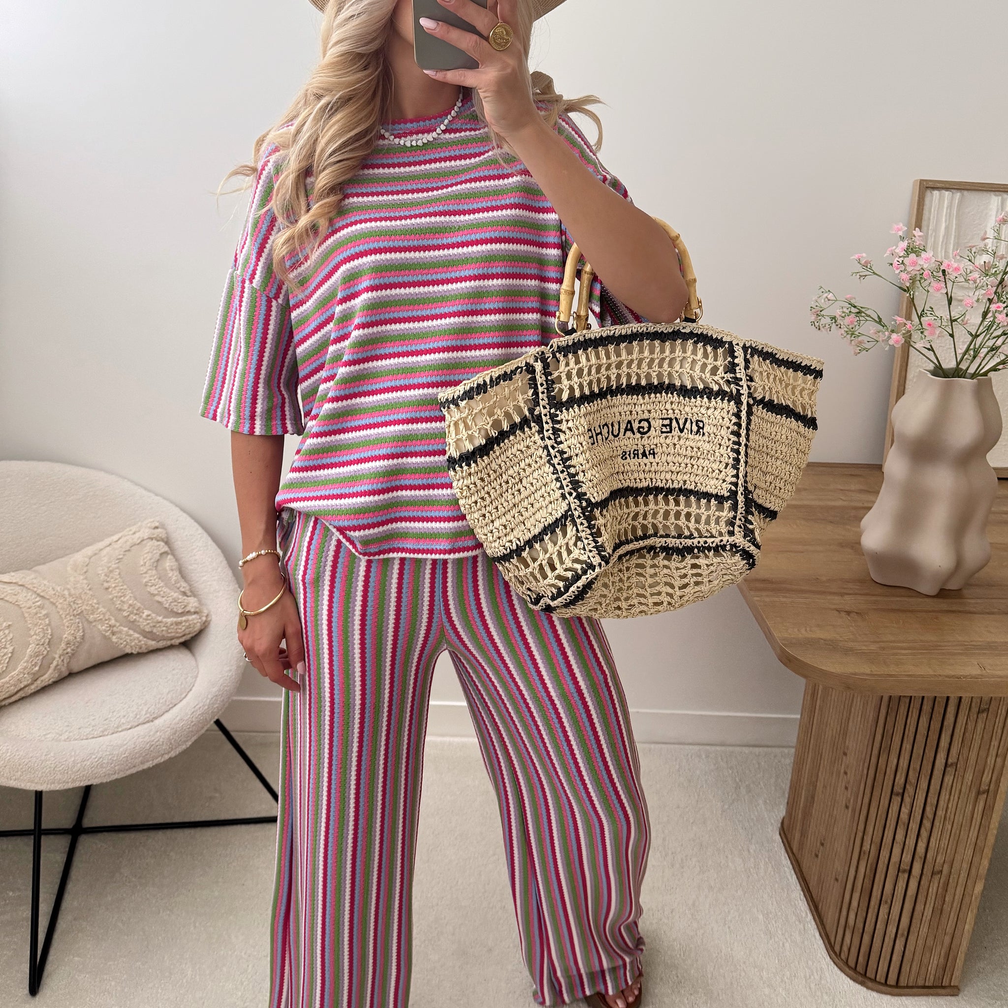 Ensemble en tricot à rayures multicolores BALDI