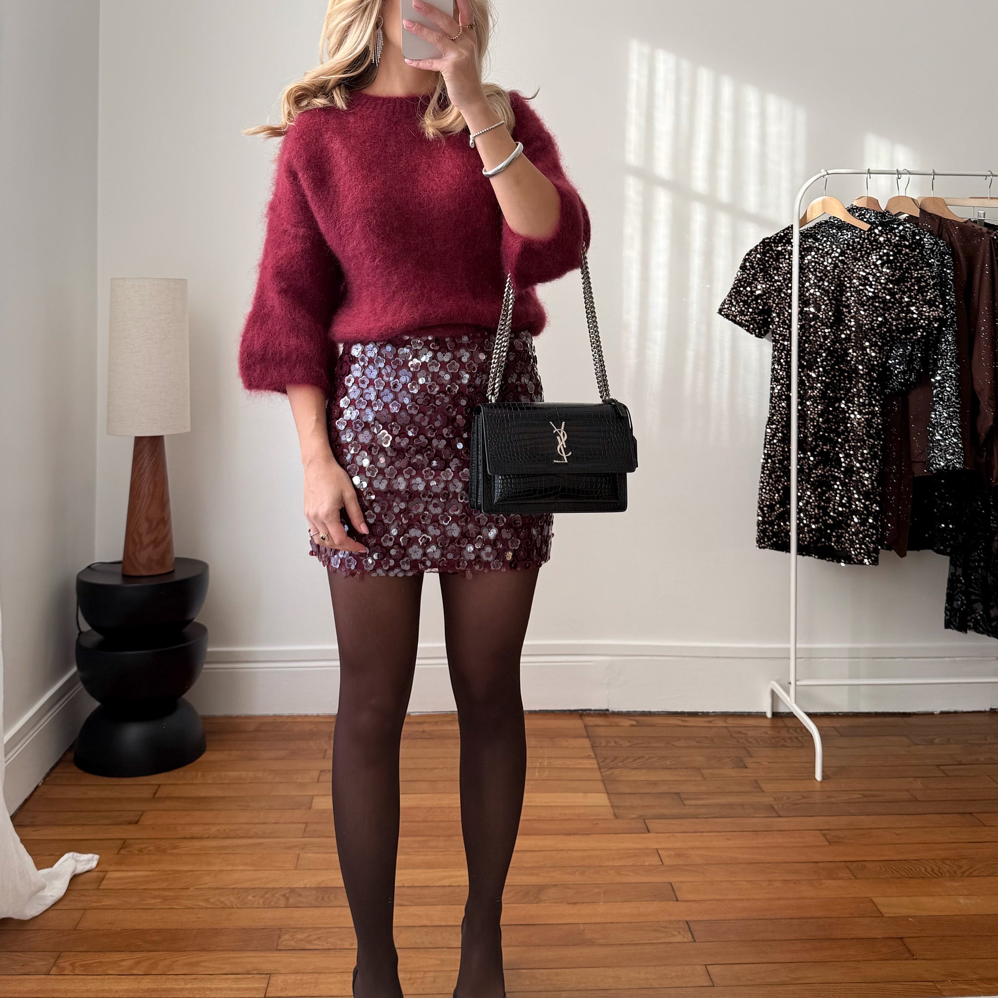 Jupe ornée de sequins fleurs LILIA PRÉCOMMANDE