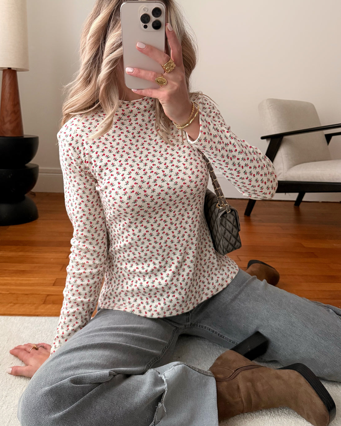 Top col montant à imprimé floral SADE