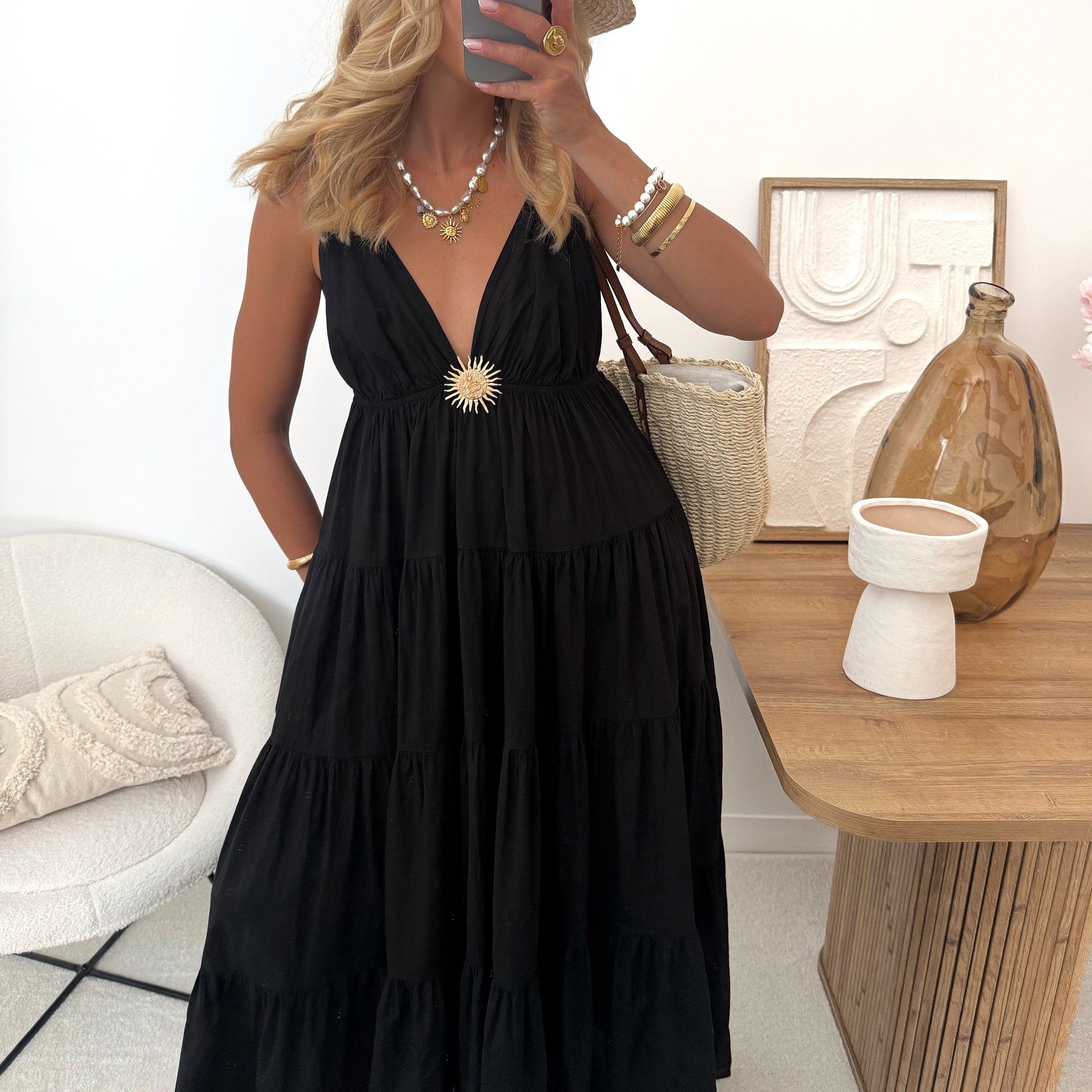 Robe longue à bretelle et soleil COLIZA
