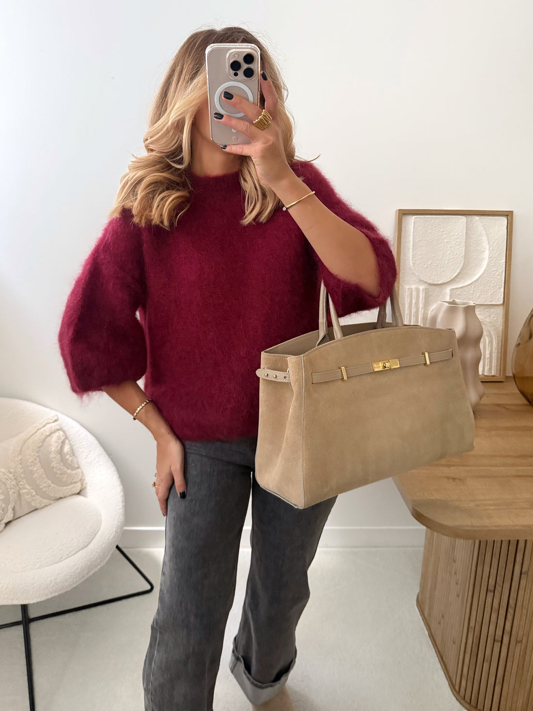 Maille en mohair FERGUSON - bordeaux
