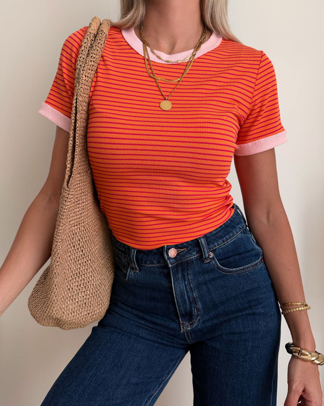 Tee-shirt à rayures AZOLINI - orange