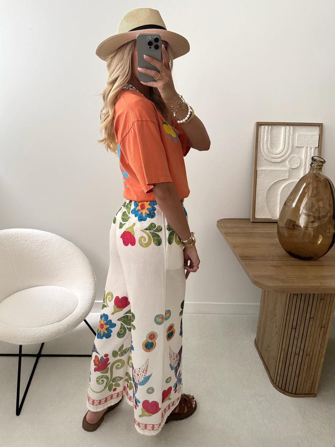 Pantalon à imprimé fleuri en lin mélangé SHANICE