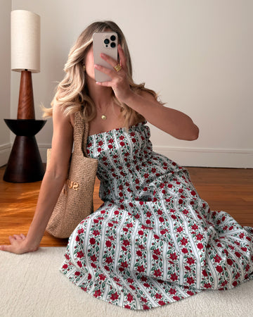 Robe longue bustier à imprimé floral CONSTANZA