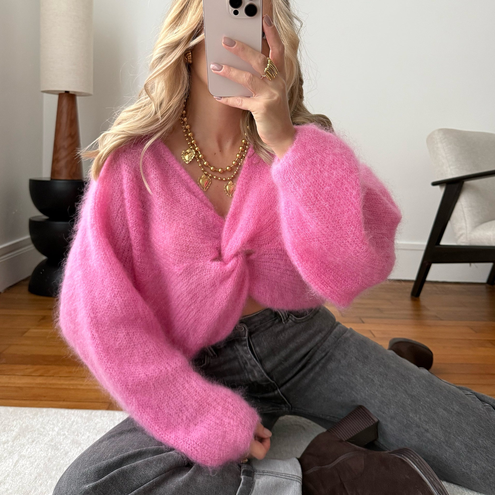 Maille en mohair ALBERETO - rose