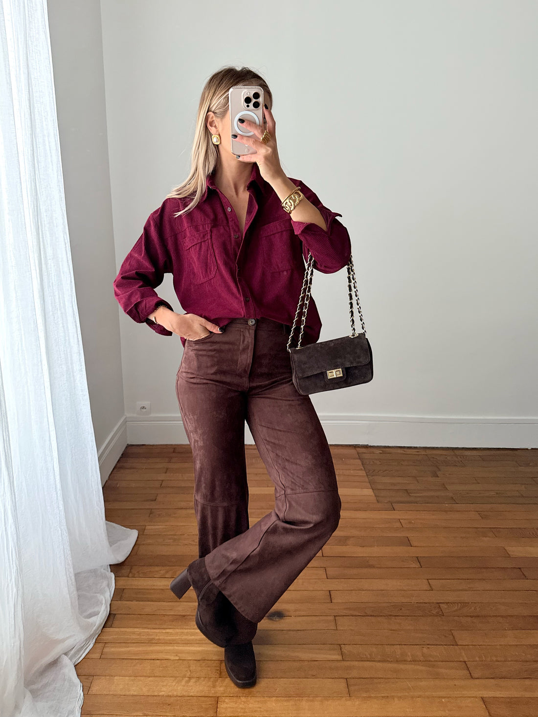 Chemise en velours côtelée EUGÈNE - bordeaux