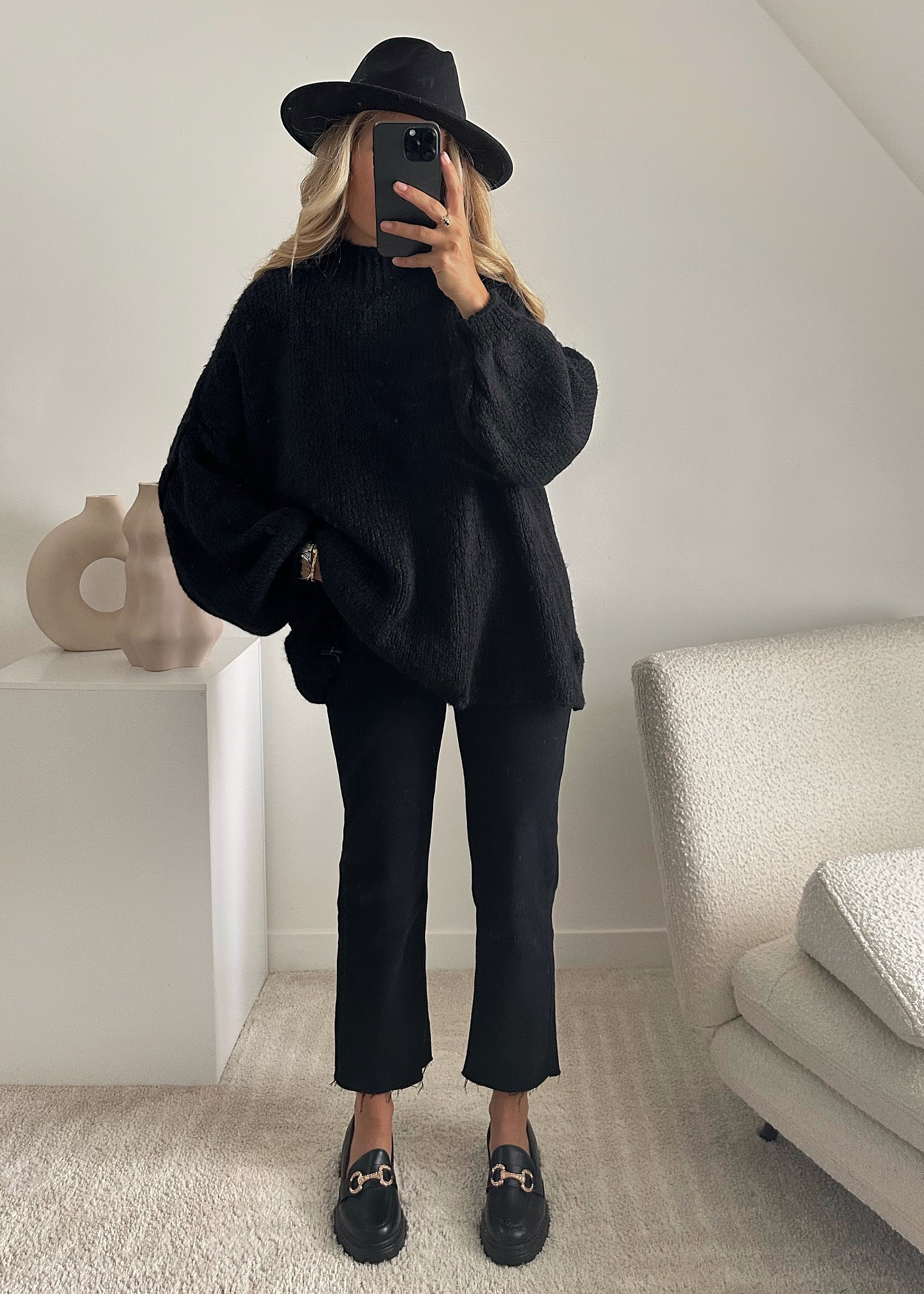 Pull oversize noir MARIO - Mamie Bourgeoise
