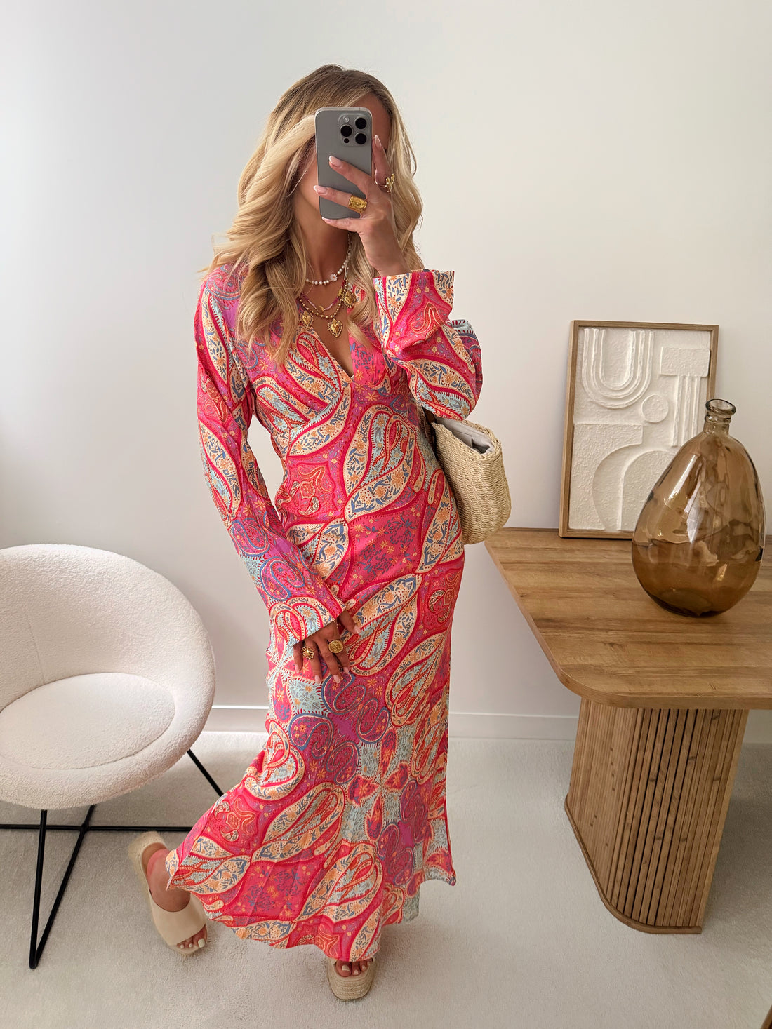 Robe longue à imprimé cachemire CORÉLIE