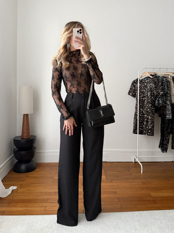 Body en dentelle et sequins CARMELA - noir