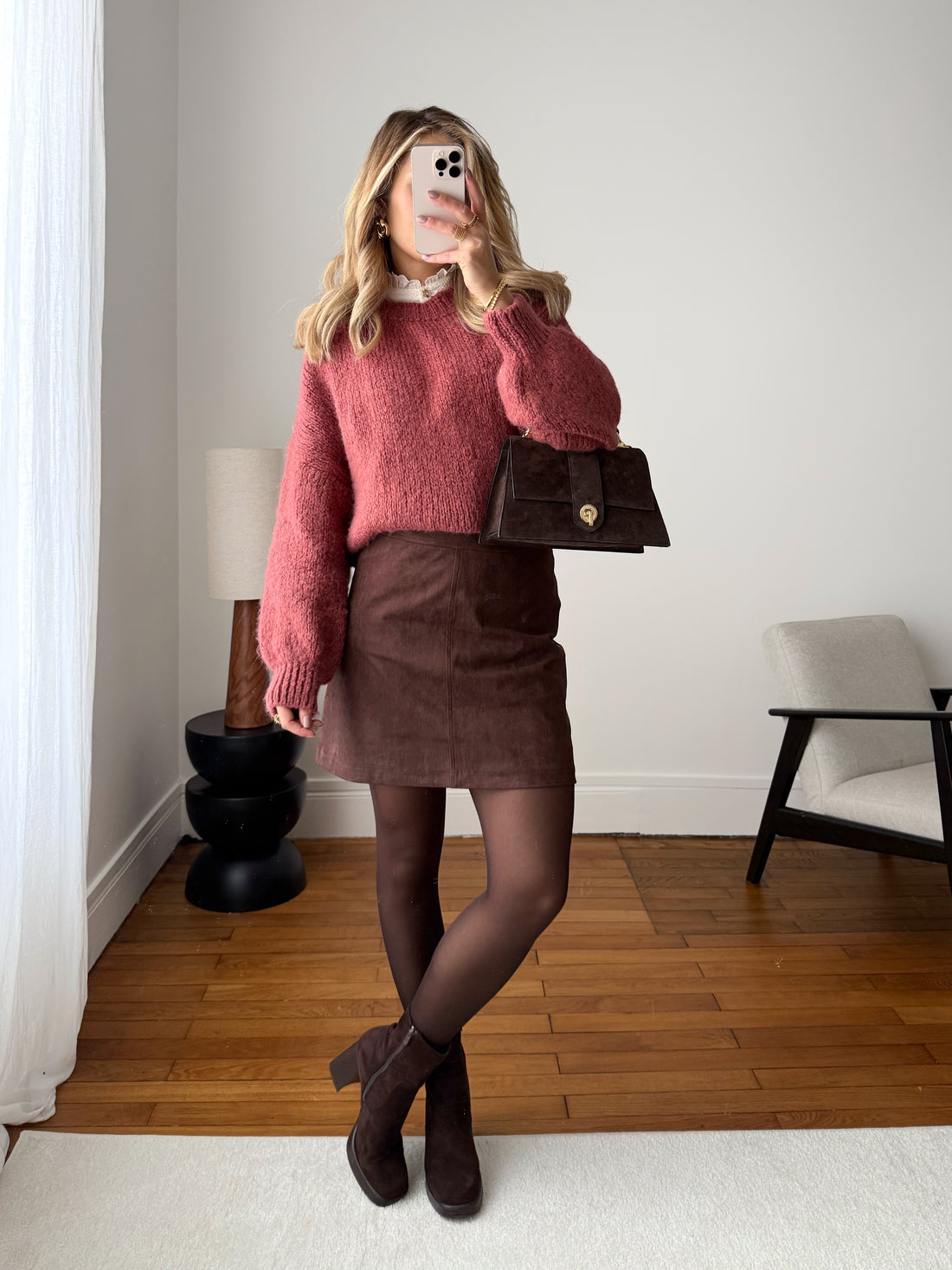 Jupe en suédine JANICE - chocolat