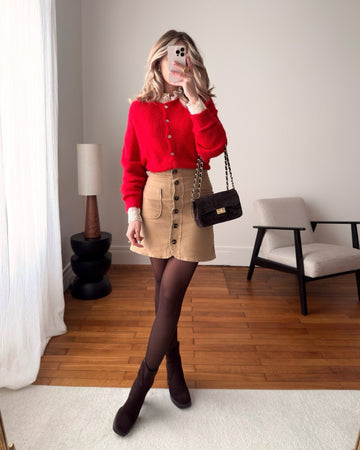 Cardigan en laine mélangée BLANDINE - rouge