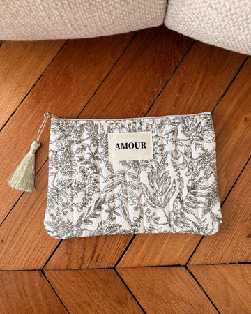 Trousse à imprimé floral AMORIS - vert