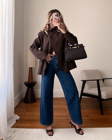 Veste blazer fermeture asymétrique RACHEL - chocolat