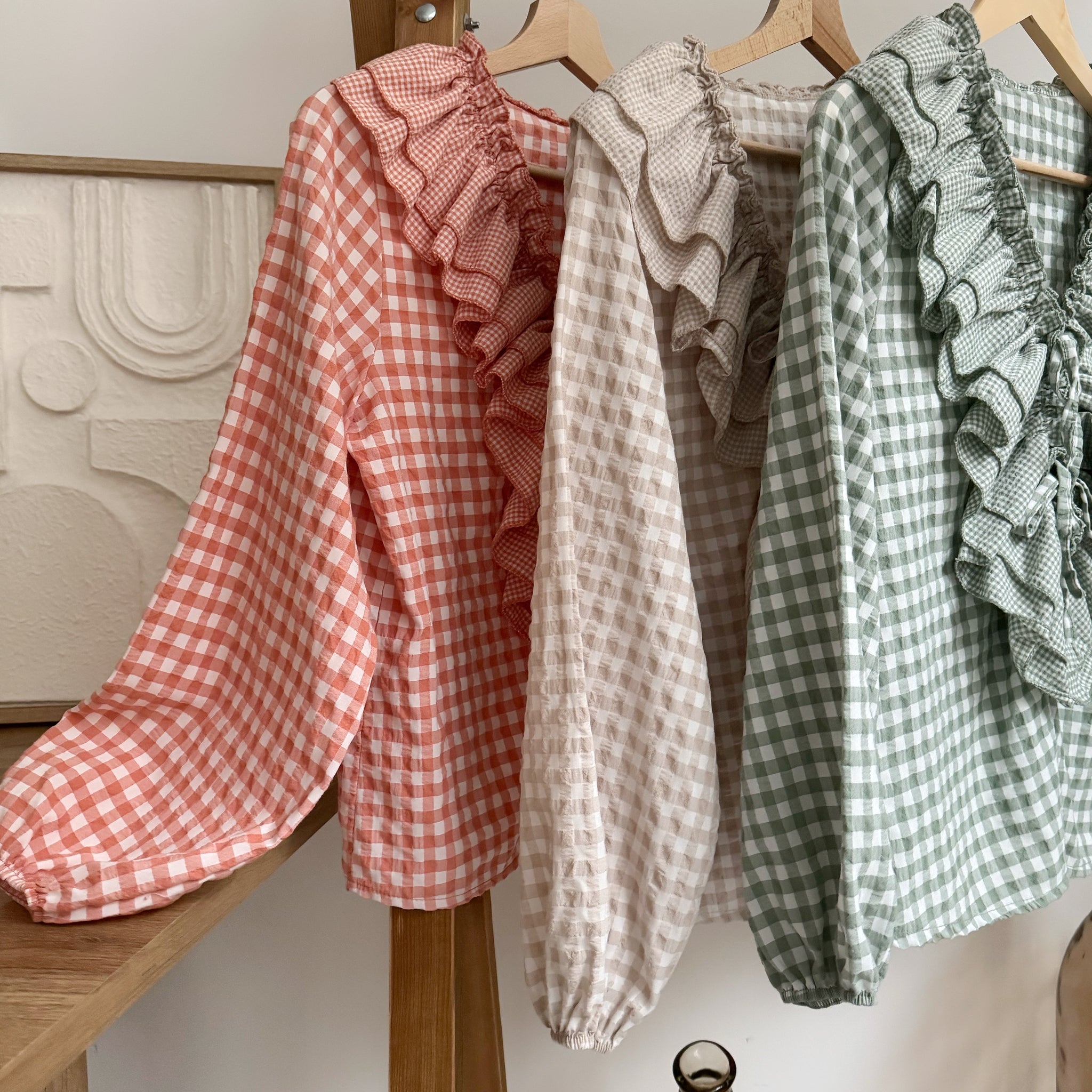 Blouse imprimé vichy corail MADELYNE