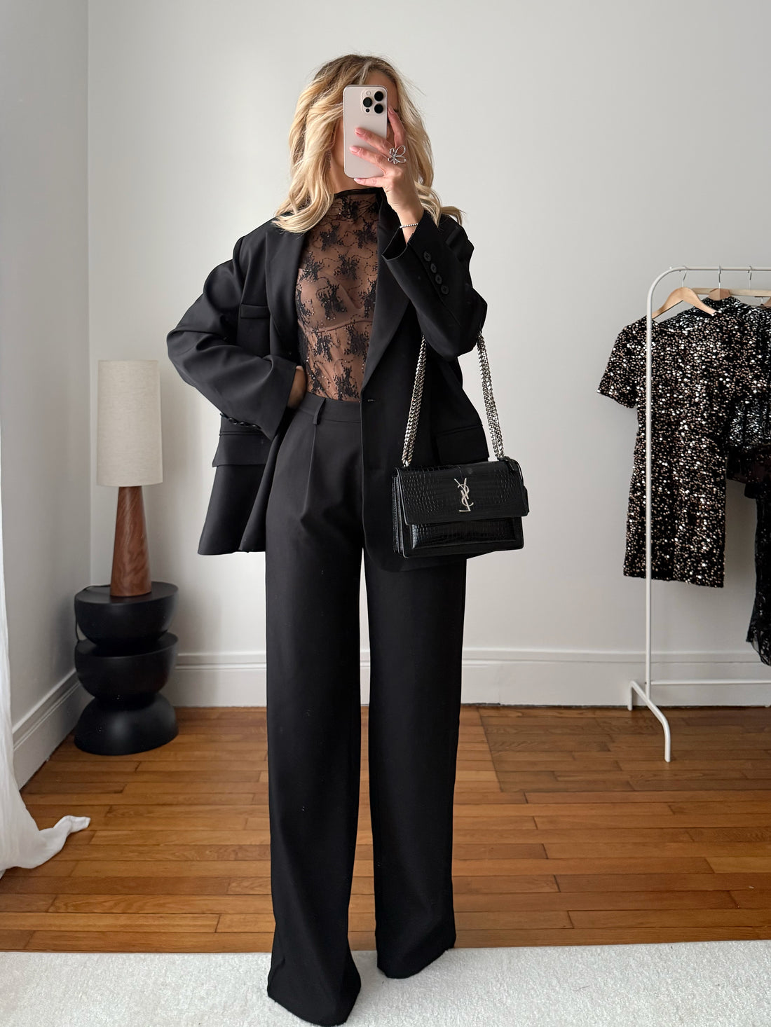 Body en dentelle et sequins CARMELA - noir