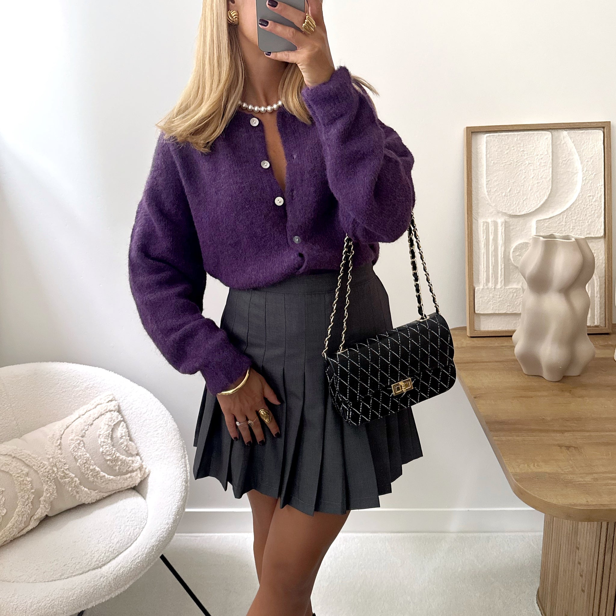 Cardigan en laine mélangée BLANDINE - violet