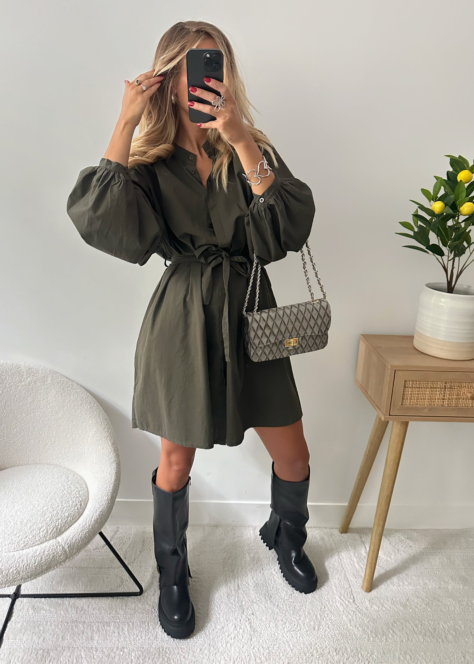 Robe manche chauve-souris kaki VALPA